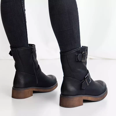OUTLET Boots femme noires à boucle Invyse - Chaussures
