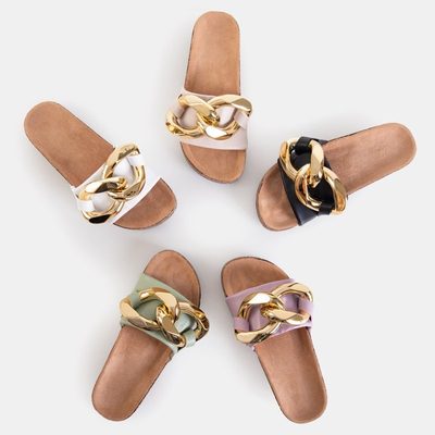 OUTLET Royalfashion Tongs pour femmes violettes avec décoration dorée Deirdre