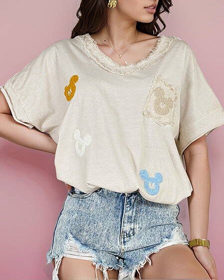 Royalfashion T-shirt femme avec patchs