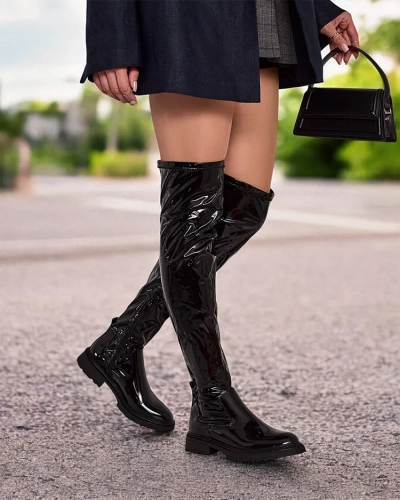 Royalfashion Bottes laquées au dessus du genou pour femme Lessdo
