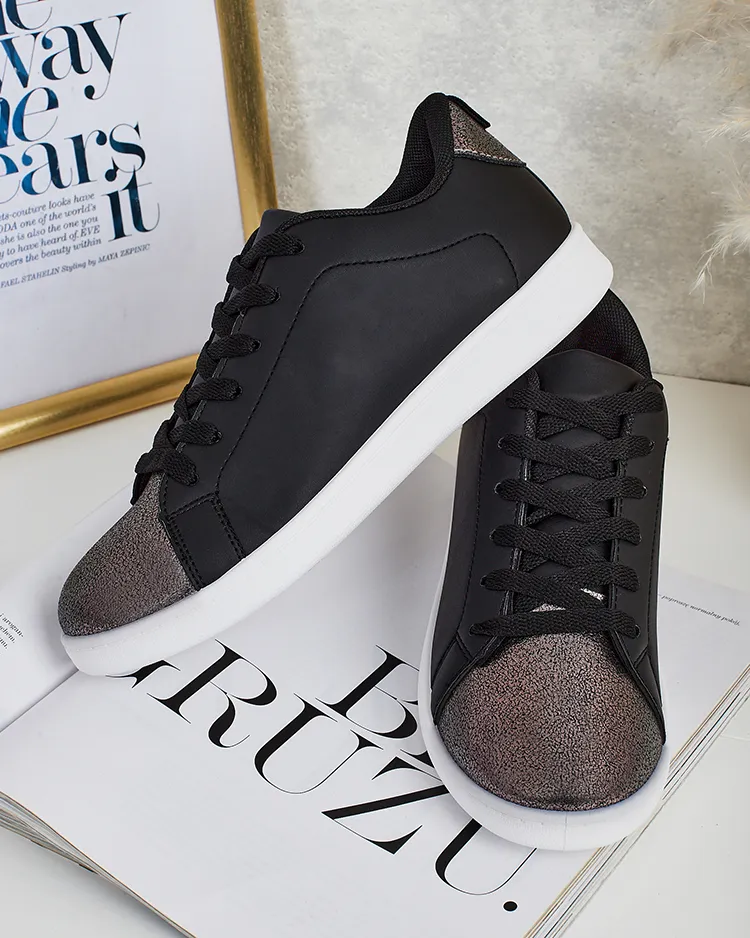 Sneakers pour femmes Calista Nero - chaussures plates en cuir noir pour le printemps
