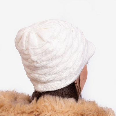 Bonnet chaud femme blanc avec perles - Accessoires