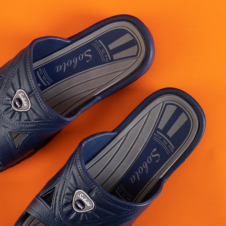 Chaussons homme Zesov en caoutchouc gris marine - Chaussures