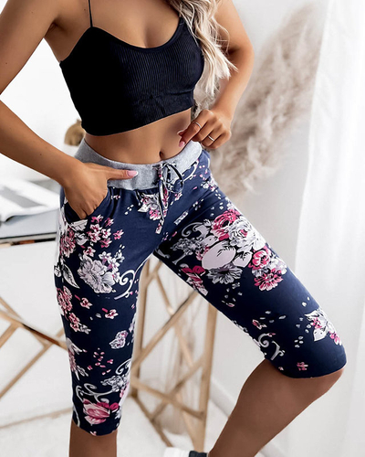 Short femme 3/4 bleu marine et rose GRANDES TAILLE - Vêtements