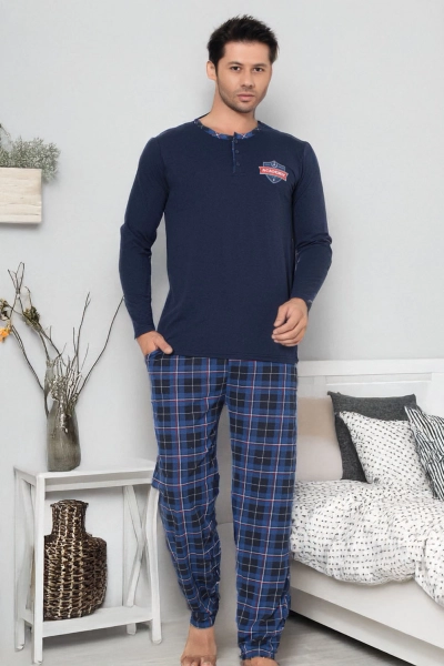 Royalfashion Pyjama à carreaux pour homme en coton