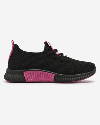 Chaussures de sport noires pour femmes avec empiècements fuchsia Keteti - Chaussures