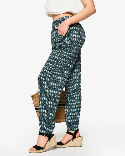 Pantalon à motifs noir et bleu en tissu pour femme a'la alladins PLUS SIZE- Clothing