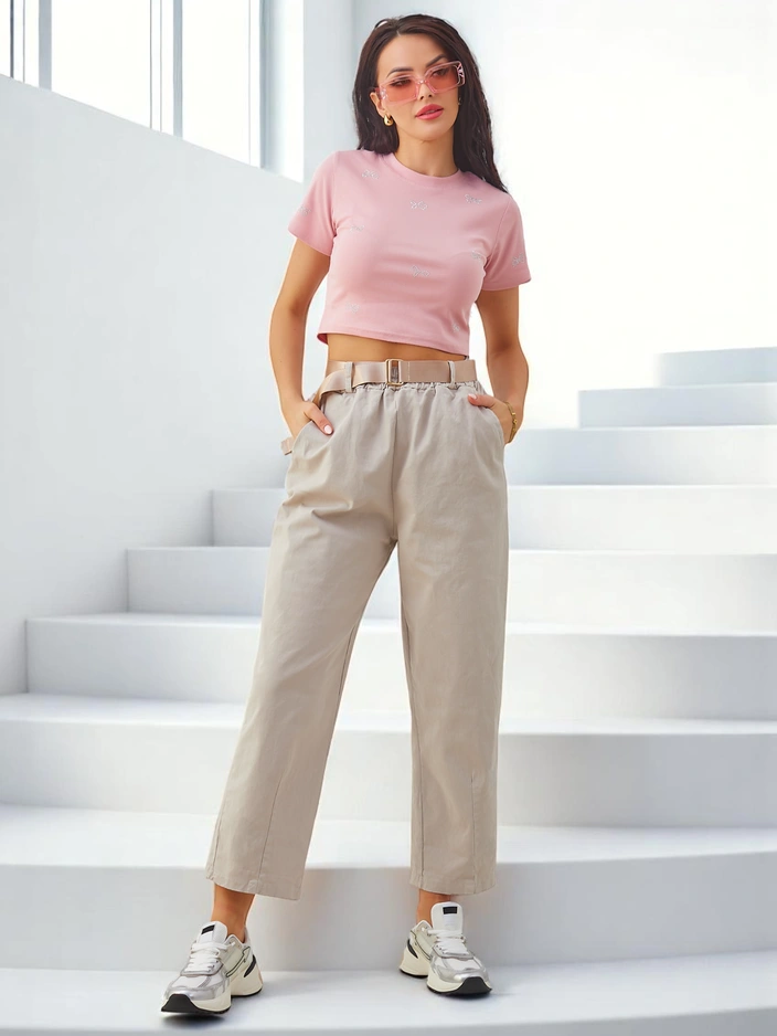 Royalfashion Pantalons droits en coton pour femmes