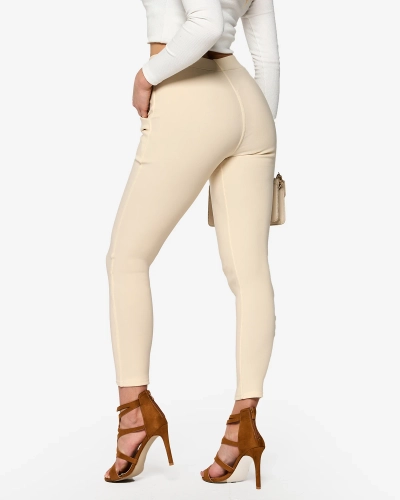 Teggings femme avec embellissements en beige - Vêtements