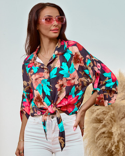 Royalfashion Chemise courte à fleurs pour femme