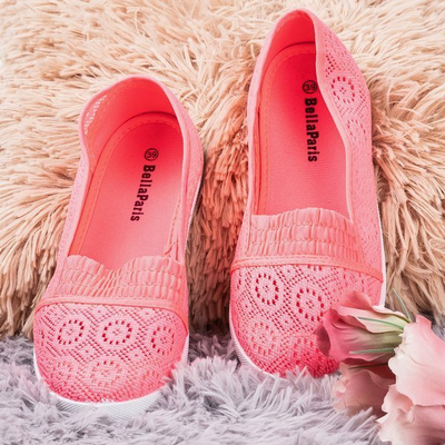 Ballerine rose fluo à enfiler - dentelle Noremies - Chaussures 1