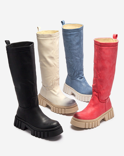 Bottes mi-mollet Astaroth pour femmes crème - Chaussures
