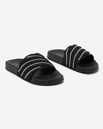Chaussons femme noirs avec zircons cubiques Erikis - Footwear