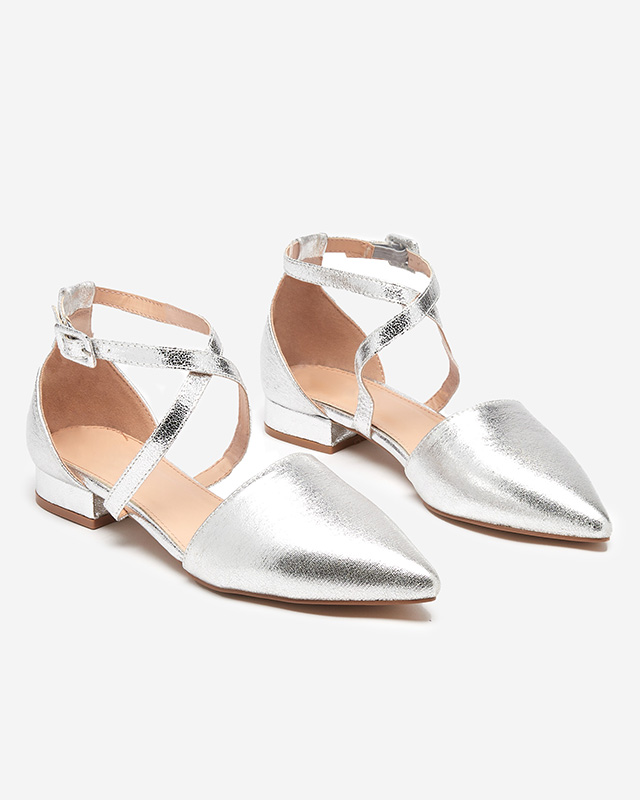 OUTLET Ballerines femme argentées à talons plats Osies- Shoes