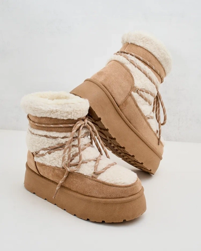Royalfashion Bottes de neige à lacets pour femme Evonie