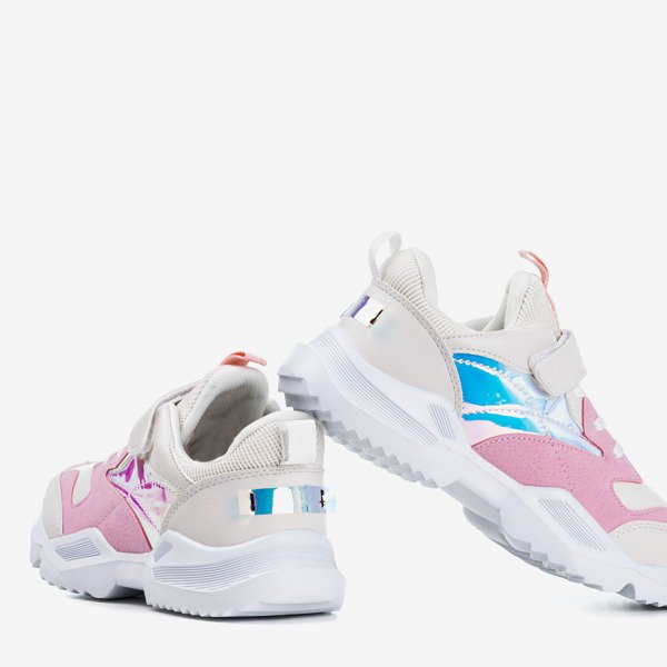 Chaussures de sport pour enfants roses avec inserts Cessio holographiques - Chaussures 1
