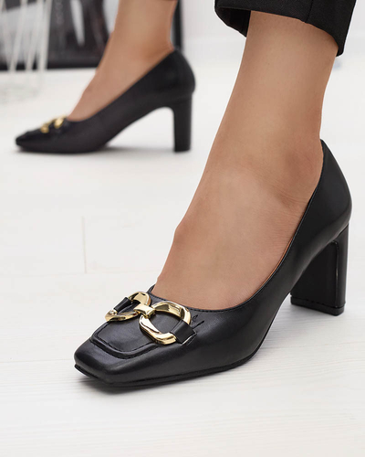 Escarpins noirs de style mocassin pour femmes Cancoro- Footwear