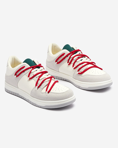 Baskets de sport pour femmes blanches et grises avec lacets rouges Olierinc - Chaussures