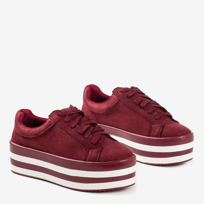 Sneakers femme en brocart bordeaux sur la plateforme Acssias - Chaussures 1