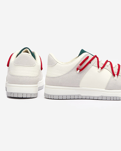 Baskets de sport pour femmes blanches et grises avec lacets rouges Olierinc - Chaussures