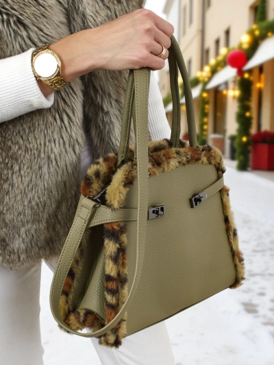 Petit sac à main pour femme en cuir écologique avec motif léopard Panthory