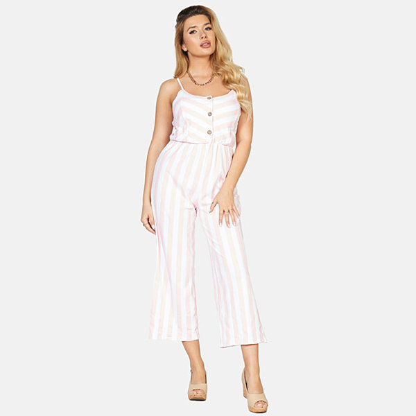 Combinaison longue rayée rose et blanche pour femme - Vêtements