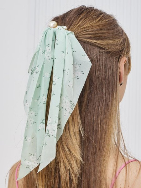 Royalfashion Élastique à cheveux avec ruban, petites fleurs et perles Perlissa