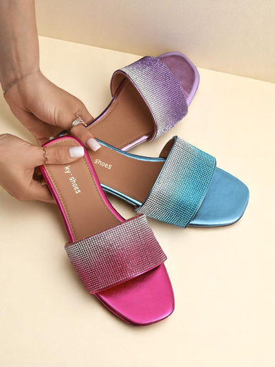 Royalfashion Sandales pour femmes ShinyGlow avec zircons