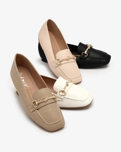 Royalfashion Mocassins pour femme beige avec ornements dorés Olerika