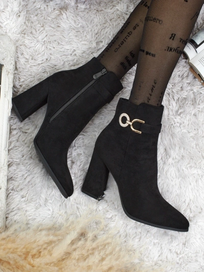 Bottines femme en éco-daim à talons épais Victi