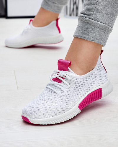 Chaussures de sport blanches pour femmes avec inserts fuchsia Kedeti - Footwear