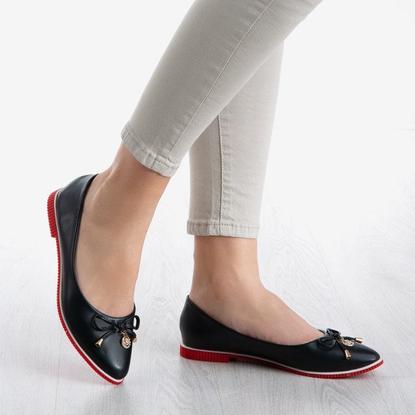 Ballerine femme noire et rouge - Chaussures 1