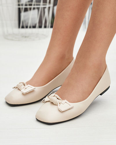 Ballerines femme beige avec décoration sur le nez Caxien- Footwear