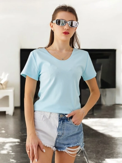 T-shirt en coton pour femmes Royalfashion avec dentelle au dos