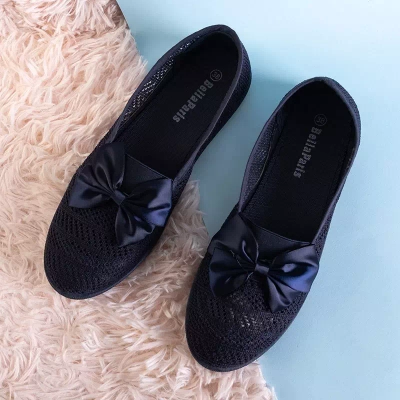 OUTLET Slip ajouré femme bleu marine à nœud Azaria - Chaussures