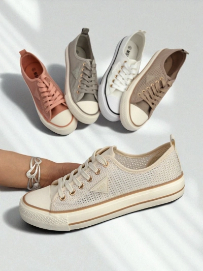 Aurelia Beige - baskets en tissu pour femmes sur semelle plate de 3 cm