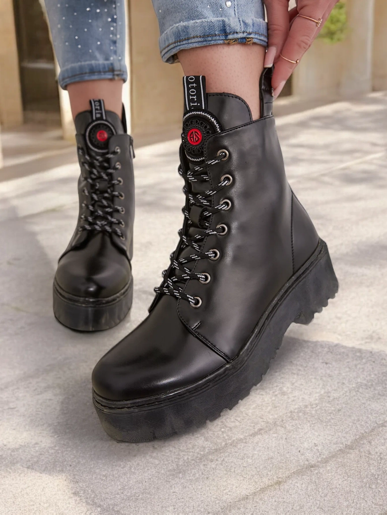 Royalfashion Bottines pour femmes en cuir éco-travail Fewor