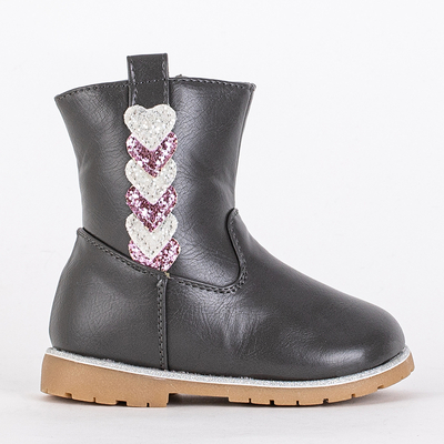 Bottines grises fille avec tige décorative Nokimi-Shoes