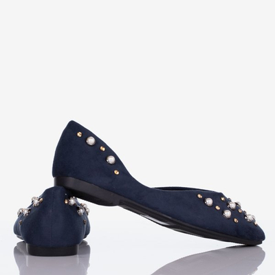 Ballerines femme bleu foncé avec perles Emanossa - Chaussures 1