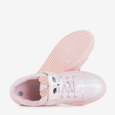 Baskets enfant rose clair avec chaton Atlasana - Chaussures
