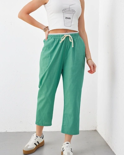 Pantalons larges en coton pour femmes Royalfashion avec cordon de serrage