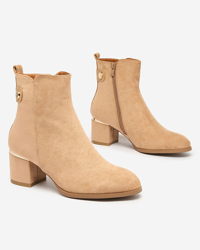 Royalfashion Bottes basses à talon aiguille pour femme en marron clair Dogdas