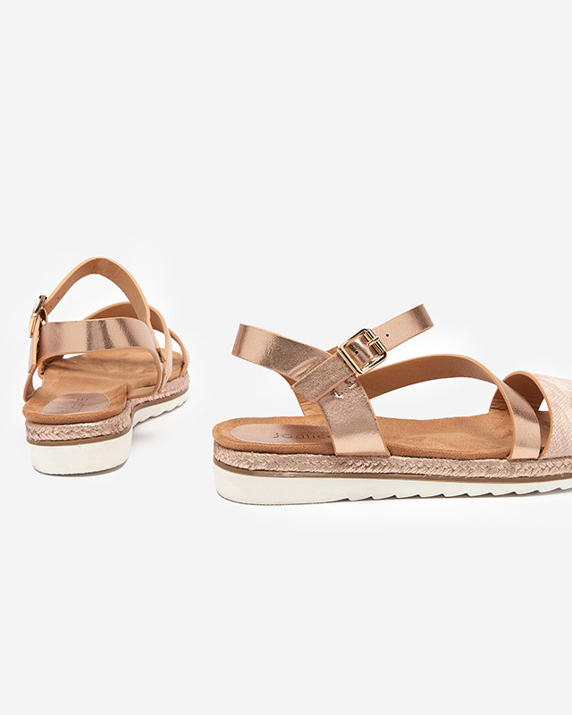 Sandales plates roses et dorées pour femmes Pixaf- Footwear