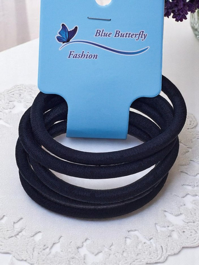 Royalfashion Lot de 5 élastiques noirs pour cheveux Nero