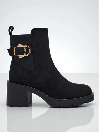 Bottines femme en daim écologique à talon bloc Solenya