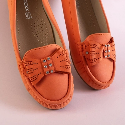 OUTLET Mocassins femme orange avec nœud Linari - Chaussures