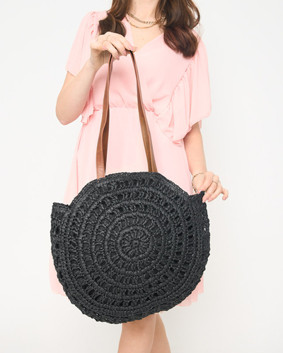 Sac rond en paille noire pour femme - Accessoires