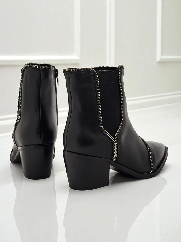 Bottines femme en cuir écologique à talon bloc Omen Glade