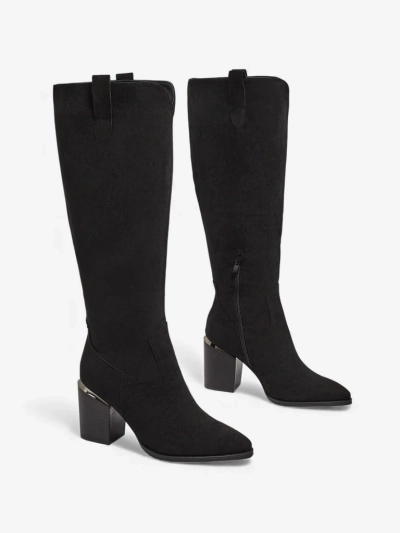 Bottes hautes pour femmes en éco-daim à talons carrés Ferrevi