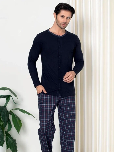 Pyjama en coton à carreaux Royalfashion pour hommes